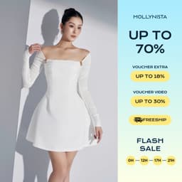 Thumbnail Đầm thiết kế phối thun nhún tay dài MOLLYNISTA quyến rũ thanh lịch nữ tính cao cấp 1