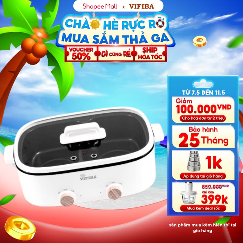 Ảnh Nồi Song lẩu VIFIBA 5.5L - Chống Dính Teflon, Công Suất 1600W, Điều Chỉnh Nhiệt Độ Riêng, An Toàn 1
