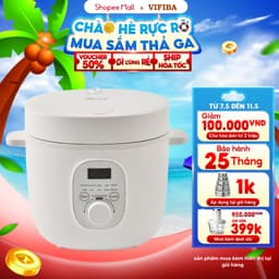 Thumbnail Nồi Cơm Điện Mini Thông Minh 10in1 VIFIBA, Chức Năng Hẹn Giờ Nấu Cơm, Cho 1 - 2 người ăn 1