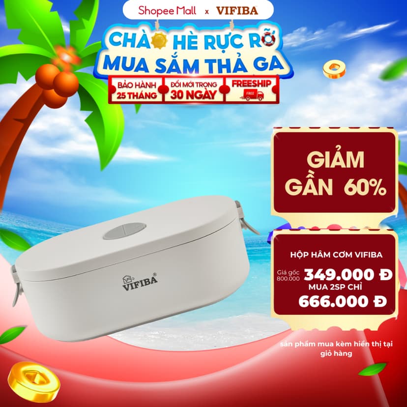Ảnh Hộp Cơm Cắm Điện Văn Phòng VIFIBA Hâm Nóng và Giữ Nhiệt, có 3 Ngăn, Tay Cầm Dễ Mang Đi 1