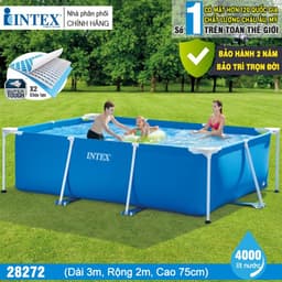 Thumbnail Bể bơi thành cao, khung kim loại chữ nhật, gấp gọn INTEX - Bể bơi cho bé, bể bơi kim loại, bể bơi di động 1