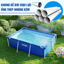Thumbnail Bể bơi thành cao, khung kim loại chữ nhật, gấp gọn INTEX - Bể bơi cho bé, bể bơi kim loại, bể bơi di động 4