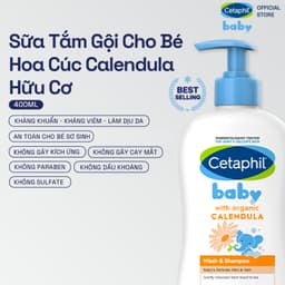 Thumbnail Sữa tắm gội dịu lành cho bé CETAPHIL BABY WASH & SHAMPOO WITH ORGANIC CALENDULA 400ML 1