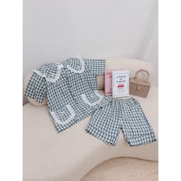 Thumbnail LYRA - Bộ đồ ngủ họa tiết kẻ caro phối túi ren tiểu thư, đồ ngủ mặc nhà chất thô thoáng mát - LWNSE009 4