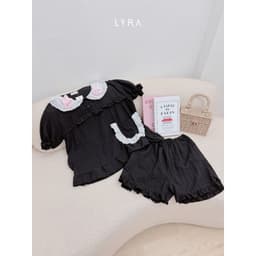 Thumbnail LYRA - Bộ đồ ngủ nữ hình thỏ nổi cổ bèo phối túi viền ren, set đũi pijama thoải mái thoáng mát - LWNSE013 3