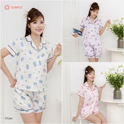 Thumbnail Bộ pijama nữ lụa latin SUNFLY áo cộc quần sooc ST9284 3