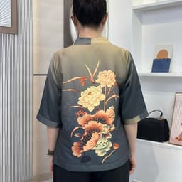 Thumbnail Áo Kiểu Trung Niên A336, Mẫu Sơ Mi Lụa Cổ Bà Lai Chất Lụa Hoa 3D Tay Lỡ Lịch Sự | Thời Trang MAI THY 1