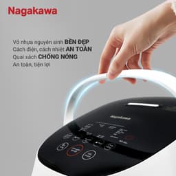 Thumbnail Nồi cơm điện cảm ứng Nagakawa NAG0136 (1.2L - 500W) - Tích hợp 11 chương trình nấu - Bảo hành 12 tháng - Trắng Đen 1