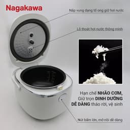 Thumbnail Nồi cơm điện cảm ứng Nagakawa NAG0136 (1.2L - 500W) - Tích hợp 11 chương trình nấu - Bảo hành 12 tháng - Trắng Đen 2