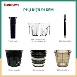 Thumbnail Máy ép chậm Nagakawa NAG0817 (300ml-150W) - Tích hợp xay sinh tố và kem hoa quả - Bảo hành 12 tháng 1