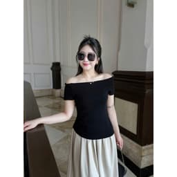 Thumbnail Áo thun nữ Evalover mã 276 kiểu dáng ngang vai, chất cotton Nhật co giãn 4 chiều 2