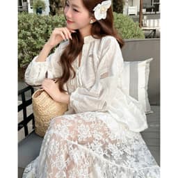 Thumbnail TUBYCATU | Chân váy ren trắng/ đen Lace Maxi Skirt 1