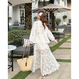 Thumbnail TUBYCATU | Chân váy ren trắng/ đen Lace Maxi Skirt 2