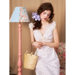 Thumbnail Đầm Midi MARC FASHION Họa Tiết Hoa Cổ V Phối Ren - FAVH011025 2