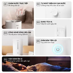 Thumbnail Máy phun sương tạo ẩm AQUA HUS201T 4L, phun sương cấp ẩm, điều khiển cảm ứng đơn giản 1