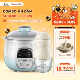 Thumbnail Combo Ăn Dặm Nồi Nấu Cháo Chậm 0.8L BEAR SUBE001 và Máy Xay Ăn Dặm 0.3L 8 Lưỡi B03V8 Nồi Nấu Cháo Chậm Máy Xay Thực Phẩm 1
