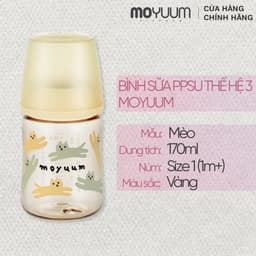 Thumbnail Thế hệ 3 - Bình sữa PPSU Moyuum - Mẫu mèo - 170ml - Kèm núm 1 (1m+) 1