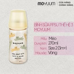 Thumbnail Thế hệ 3 - Bình sữa PPSU Moyuum - Mẫu mèo - 270ml - Kèm núm 2 (3m+) 1