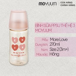 Thumbnail Thế hệ 3 - Bình sữa PPSU Moyuum - Mẫu tim - 270ml - Kèm núm 2 (3m+) 1