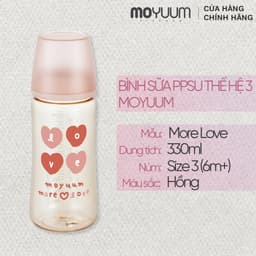 Thumbnail Thế hệ 3 - Bình sữa PPSU Moyuum - Mẫu tim - 330ml - Kèm núm 3 (6m+) 1