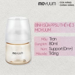 Thumbnail Thế hệ 3 - Bình sữa PPSU Moyuum - Mẫu trơn - 80ml - Kèm núm support (0m+) 1