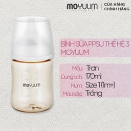 Thumbnail Thế hệ 3 - Bình sữa PPSU Moyuum - Mẫu trơn - 170ml - Kèm núm 1 (1m+) 1
