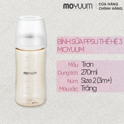 Thumbnail Thế hệ 3 - Bình sữa PPSU Moyuum - Mẫu trơn - 270ml - Kèm núm 2 (3m+) 1