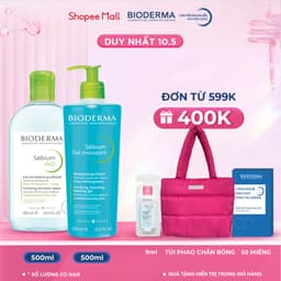 Thumbnail Bộ nước tẩy trang và làm sạch cho da dầu mụn Bioderma Sebium H2O 500ml và Gel rửa mặt 500ml 1