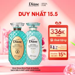 Thumbnail Bộ dầu gội xả sạch dầu và dưỡng ẩm da đầu phục hồi khô xơ Moist Diane Extra Fresh & Hydrate 450ml*2 1