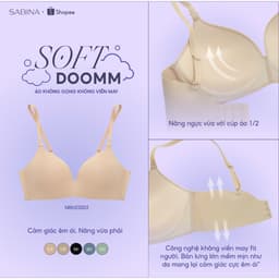 Thumbnail Áo Lót Không Bản Dây Lưng Không Viền May Mút Dày Vừa Màu Trơn Soft Doomm By Sabina NBH23002 (Tương tự SBXH6001) 1