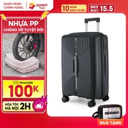 Thumbnail Vali kéo SUNNY CHOCO nhựa PP chống vỡ tuyệt đối, tích hợp cổng sạc USB và ngăn đựng cốc, vali size 28 24 20 1