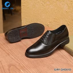 Thumbnail Giày Tăng chiều cao da bò nam SmartMen GHD-01 Đen (Không cần buộc dây) 1
