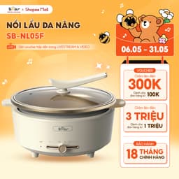 Thumbnail Nồi Lẩu Điện Đa Năng 5L Bear Chiên Xào Nấu Đế Tách Rời Sôi Nhanh Tiết Kiệm Điện Nhiệt Tỏa Đều Siêu Chống Dính NL05F 1