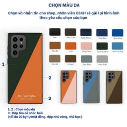 Thumbnail Ốp lưng Samsung thủ công da epsom cao cấp phối màu, viền TPU chống sốc OP104 Bụi Leather 2