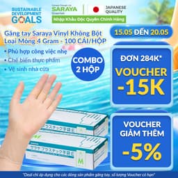 Thumbnail Găng tay Saraya Vinyl không bột trong suốt, công việc nhẹ, chế biến thực phẩm 1