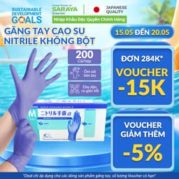 Thumbnail Găng tay cao su Saraya Nitrile Alpha, Không Bột, Màu Xanh Tím, dùng trong thực phẩm, vệ sinh y tế - 200 Chiếc/Hộp 1
