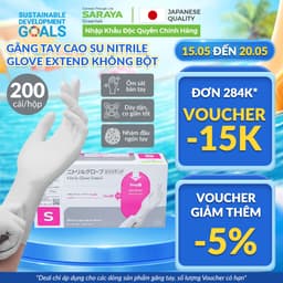 Thumbnail Găng tay cao su Saraya Nitrile Glove Extend (Màu Trắng), dùng trong thực phẩm, làm đẹp, y tế, công nghiệp - 200 cái/hộp 1
