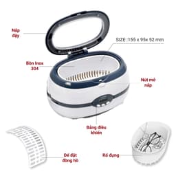 Thumbnail Máy rửa mắt kính trang sức cọ trang điểm siêu sạch bằng sóng siêu âm Lescolton thế hệ mới tiện lợi sử dụng ở mọi nơi 3