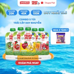 Thumbnail Combo 5 Túi Trái Cây Xay Nhuyễn Nguyên Chất - 100% trái cây thật - ANDROS FRUIT ME UP - 90gx5 1