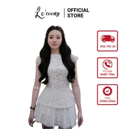 Thumbnail Set Ren Xếp Ly Tiểu Thư Đi Tiệc LECOONG B211 Đầm Đẹp Hai Màu Đen Trắng Sang Chảnh 1