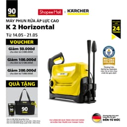 Thumbnail Máy phun rửa áp lực cao Karcher K2 Horizontal động cơ chổi than, áp lực 110 bar và đã bao gồm dây cấp nước 1