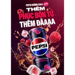 Thumbnail Thùng 24 Lon Nước Ngọt Có Gaz Pepsi Phúc Bồn Tử Không Đường (320ml/lon) 1