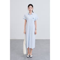 Thumbnail Đầm Suông Cổ Đức Thêu Ngực Đầm Sơ Mi Dáng Dài VIEN TRAN V63T25H009 4