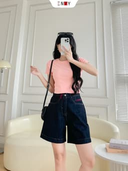 Thumbnail Quần Jean Short Nữ Form Ngố Năng Động, Trẻ Trung Dễ Phối Đồ ENVY JS57 4