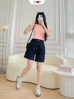 Thumbnail Quần Jean Short Nữ Form Ngố Năng Động, Trẻ Trung Dễ Phối Đồ ENVY JS57 3