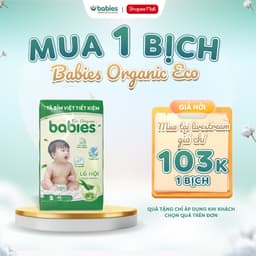 Thumbnail Tã/Bỉm BABIES ORGANIC ECO Siêu Mềm Mịn, Mỏng Thoáng, Lô Hội Ngừa Hăm Bí,Thương Hiệu Bỉm Việt - Size NB/S/M/L/XL/2XL/3XL 1