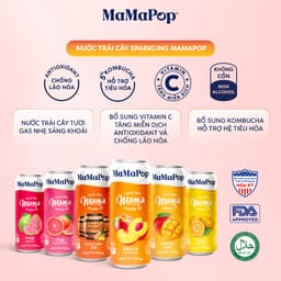 Thumbnail Thùng 12 lon nước trái cây sparkling MaMaPop vị Cam Yuzu (330ml/lon) 1