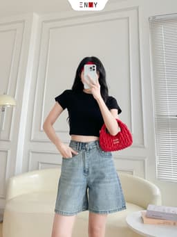 Thumbnail Quần Jean Ngố Nữ Form Ống Chữ A, Jean vải mềm lưng thun sau ENVY JS58 3