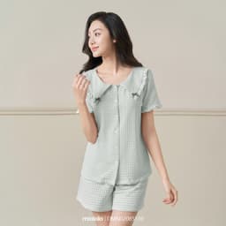 Thumbnail Đồ bộ mặc nhà Mialala chất liệu cotton họa tiết kẻ caro DMN02025432 3