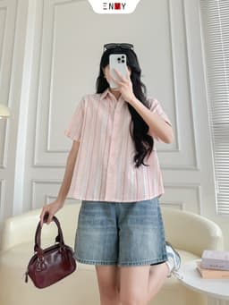 Thumbnail Quần Jean Ngố Nữ Lưng Cao Ống Rộng, Vải Jean mềm màu Trend ENVY JS59 4